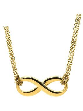 Tiffany & Co Necklace Infinity Yellow Gold T& 18K Moebius Double Strand Chain